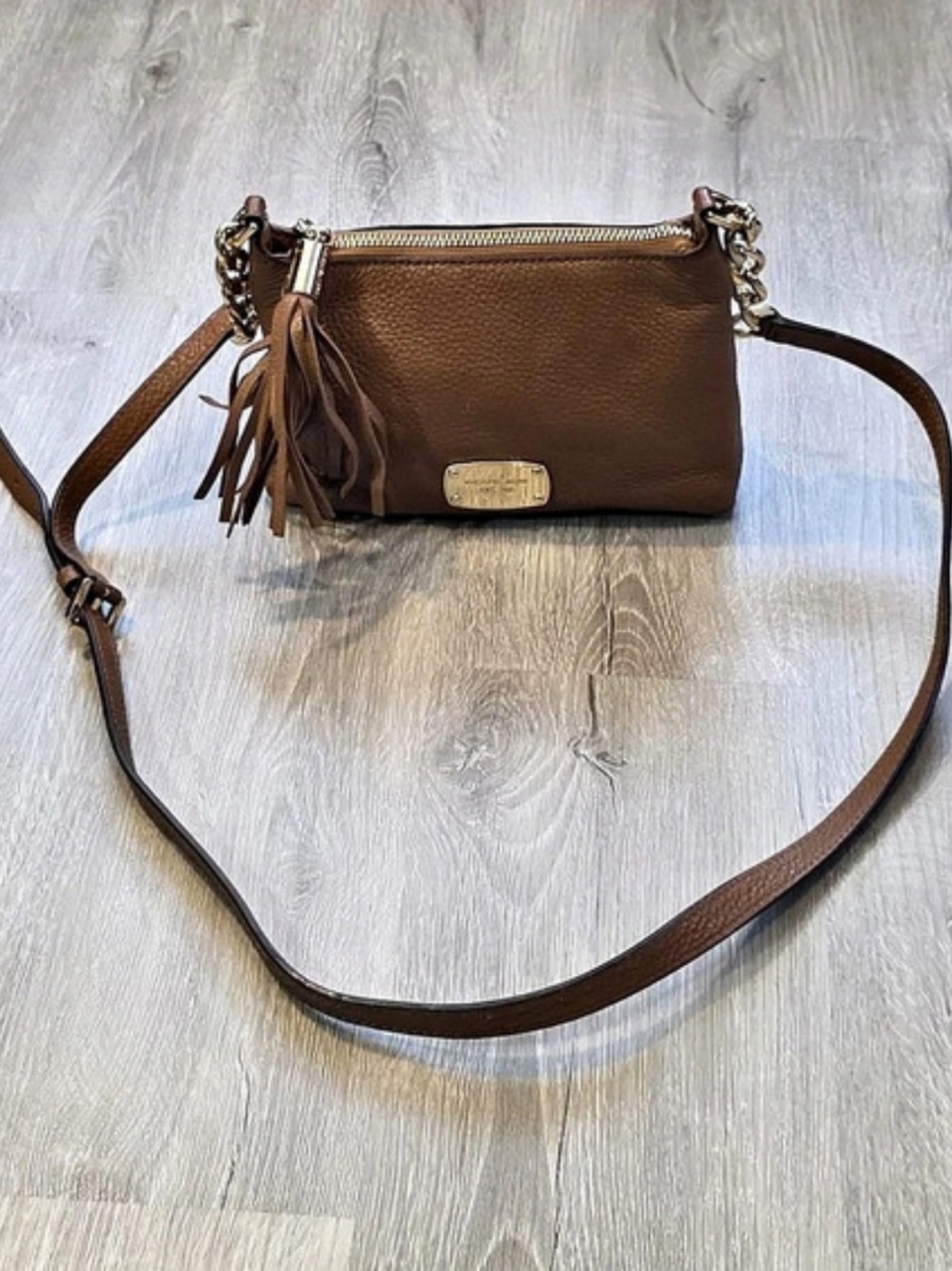 Michael Kors Bedford Tassel Crossbody Bag Brown 6 X 8